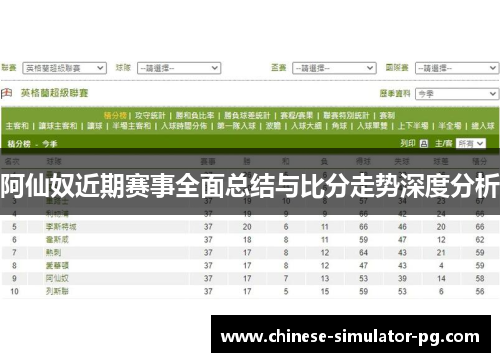 阿仙奴近期赛事全面总结与比分走势深度分析 阿仙奴近期赛事全面总结与比分走势深度分析